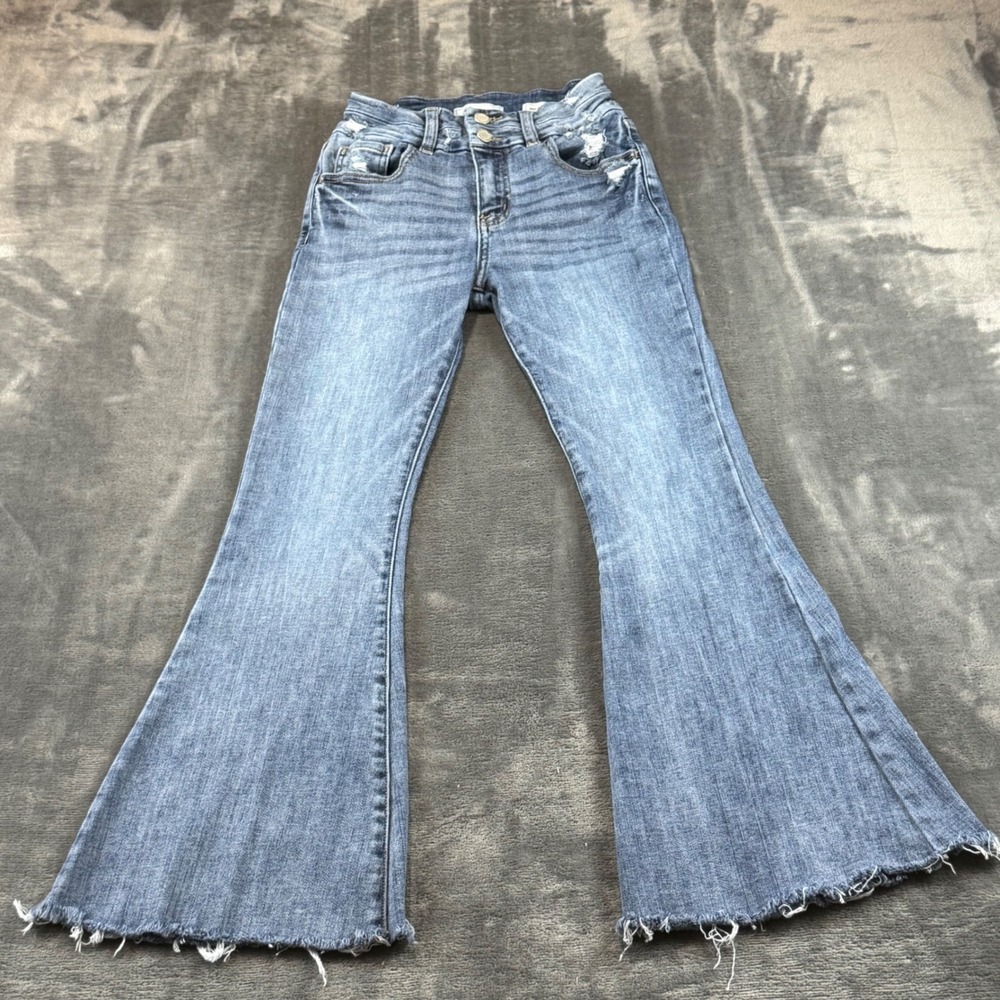 Kancan Signature High Rise Super Flare Distressed Jeans VBK2011R Blue 24